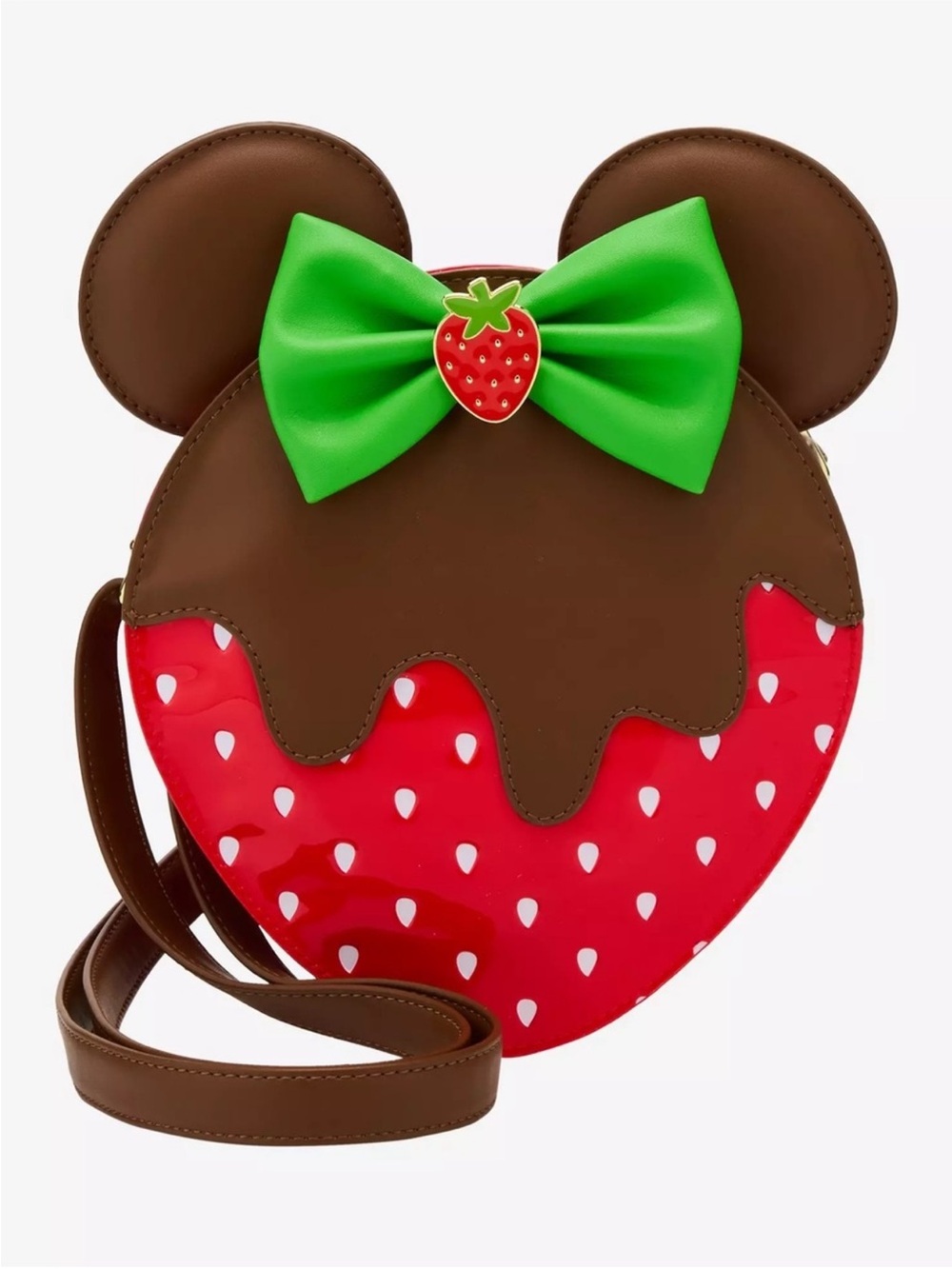 NWT LOUNGEFLY DISNEY MINNIE MOUSE CHOCOLATE DIPPED SCENTED STRAWBERRY CROSSBODY